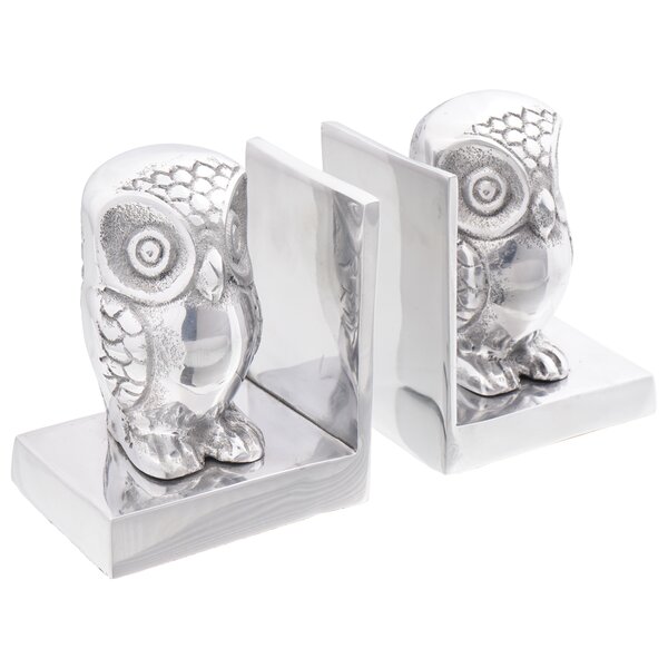 Serre-livres vidaXL 2 Pièces Argent 7x9x11 cm Aluminium Hibou