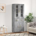 vidaXL Buffet haut Gris béton 69 5x34x180 cm Bois d'ingénierie