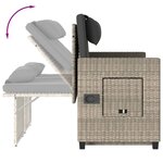 vidaXL Banc inclinable de jardin et coussins gris clair résine tressée