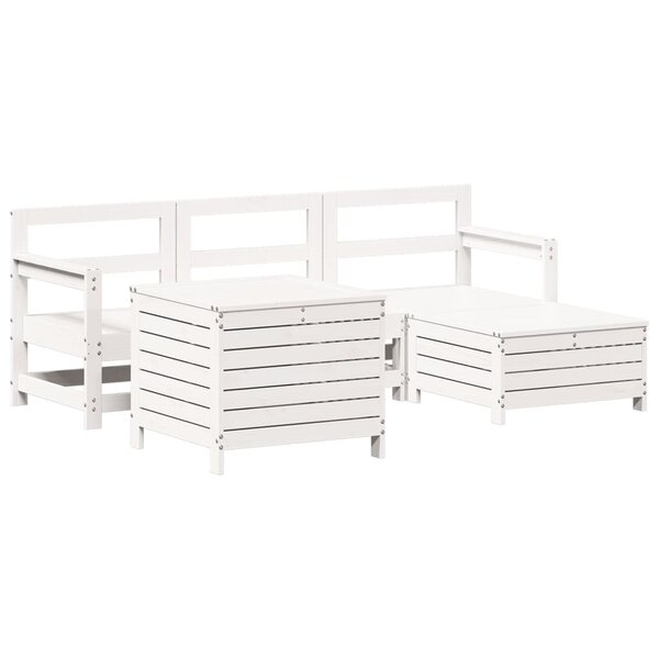 vidaXL Salon de jardin 5 Pièces blanc bois massif de pin