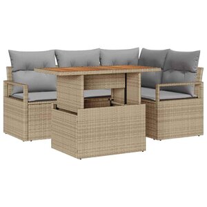 vidaXL Ensemble de salle à manger pour jardin 5 Pièces Beige et gris