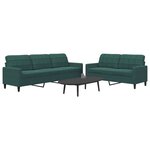 vidaXL Ensemble de canapés 2 Pièces avec coussins Vert foncé Velours