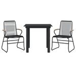vidaXL Ensemble à manger de jardin 3 Pièces noir rotin PVC