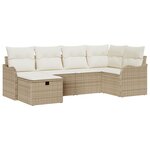 Ensemble de canapés de jardin vidaXL de 6 pièces avec coussins en rotin poly beige