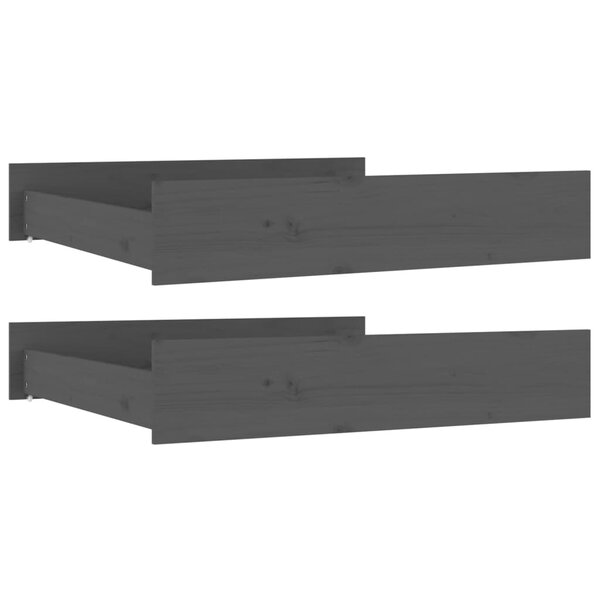 vidaXL Tiroirs de lit 2 Pièces Gris Bois de pin massif