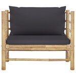 vidaXL Salon de jardin 7 Pièces avec coussins gris foncé bambou