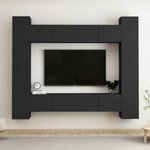 vidaXL Ensemble de meubles TV 8 Pièces Noir Bois d'ingénierie