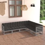 vidaXL Salon de jardin 6 Pièces avec coussins Bois de pin massif