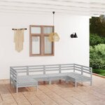 vidaXL Salon de jardin 6 Pièces Blanc Bois de pin massif