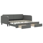 vidaXL Lit de jour avec gigogne et tiroirs gris foncé 100x200 cm tissu