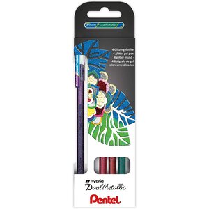 Stylo roller à encre gel hybrid 'dual pen' étui de 4 pentel