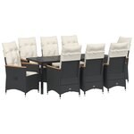 vidaXL Ensemble de salle à manger de jardin 9 pièces avec coussins noir rattan PE