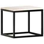 vidaXL Table basse Blanc 40x40x35 cm Pierre véritable texture marbre