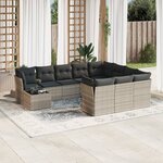 vidaXL Salon de jardin 11 Pièces avec coussins gris clair résine tressée