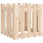 vidaXL Jardinière avec design de clôture 50x50x50 cm pin massif