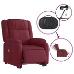 vidaXL Fauteuil inclinable de massage électrique Rouge bordeaux Tissu