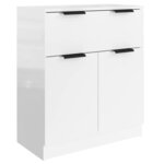 vidaXL Buffets 3 Pièces blanc brillant bois d'ingénierie