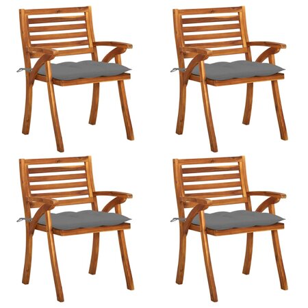 vidaXL Chaises de jardin avec coussins 4 Pièces Bois de teck solide