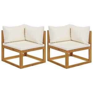 vidaXL Canapés d'angle sectionnels 2 Pièces avec coussins Blanc crème