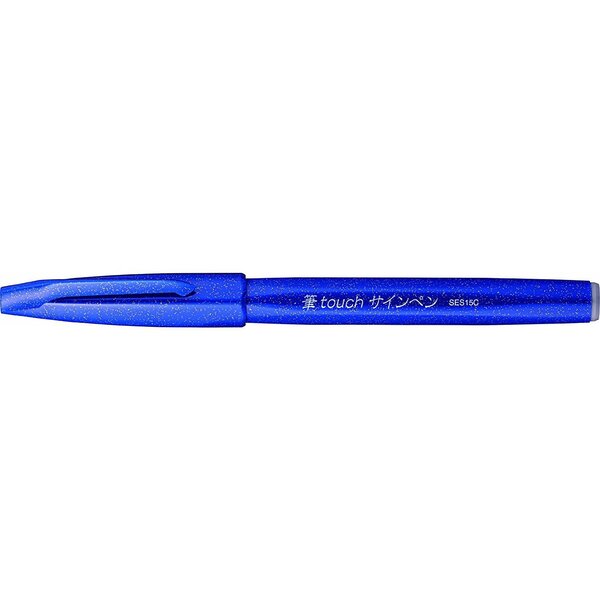 Stylo feutre sign pen ses15 pte brush flexible bleu x 10 pentel