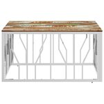 vidaXL Table basse argenté acier inoxydable/bois massif récupération