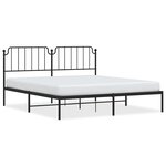 vidaXL Cadre de lit métal avec tête de lit noir 183x213 cm