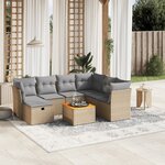 vidaXL Salon de jardin avec coussins 8Pièces mélange beige résine tressée