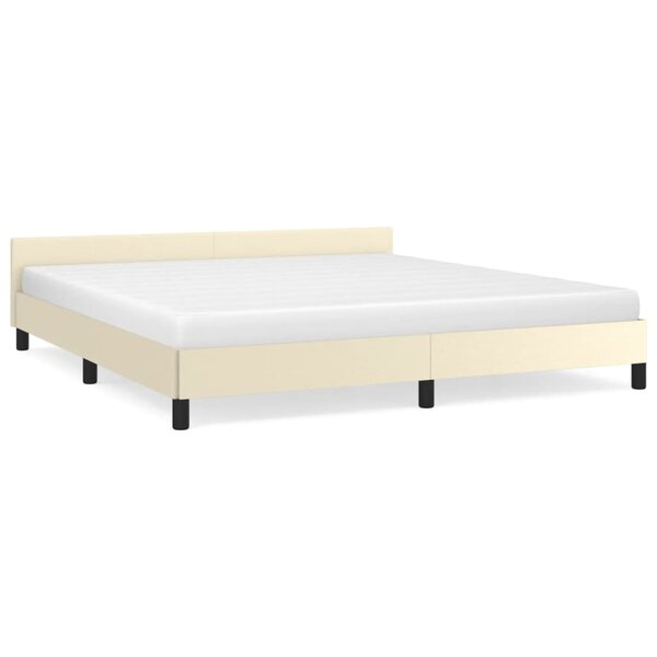 vidaXL Cadre de lit avec tête de lit Crème 180x200 cm Similicuir