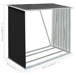 vidaXL Abri de stockage à bois Acier galvanisé 163x83x154cm Anthracite