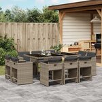 vidaXL Ensemble à manger de jardin 11Pièces avec coussins gris poly rotin