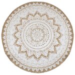 vidaXL Tapis de sol Jute tressée imprimée 210 cm Rond