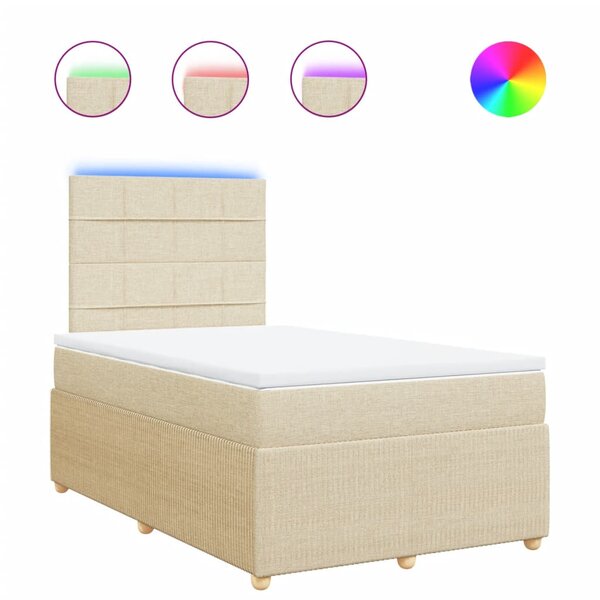 vidaXL Sommier à lattes de lit avec matelas Crème 120x200 cm Tissu