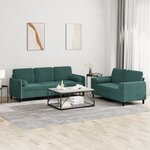 vidaXL Ensemble de canapés 2 Pièces avec coussins vert foncé velours