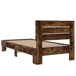 vidaXL Cadre de lit chêne fumé 75x190 cm bois d'ingénierie et métal