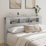 vidaXL Tête de lit à LED gris béton 180x18 5x103 5cm bois d'ingénierie