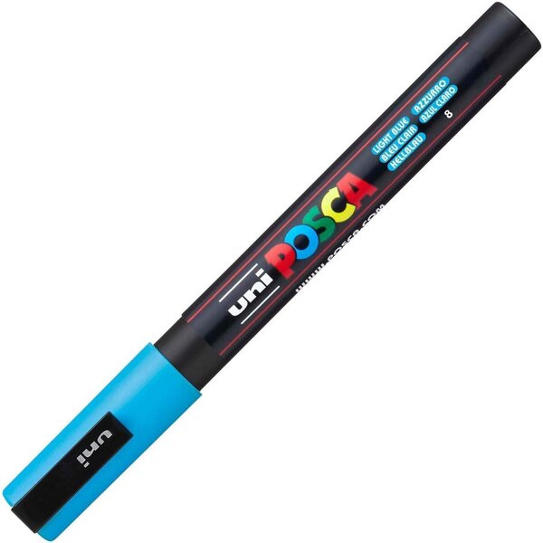 Marqueur pointe conique fine pc3m 0 9 - 1 3mm bleu clair x 12 POSCA