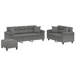 vidaXL Ensemble de canapés 3 Pièces coussins Gris foncé Tissu microfibre