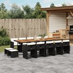 vidaXL Ensemble à manger de jardin 15 Pièces coussins noir résine tressée