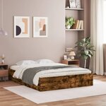 vidaXL Cadre de lit à tiroirs chêne fumé 140x200 cm bois d'ingénierie