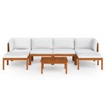 Salon de jardin meuble d'extérieur ensemble de mobilier 7 pièces avec coussins crème bois d'acacia solide 02_0017170