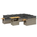 vidaXL Salon de jardin avec coussins 10 Pièces gris résine tressée