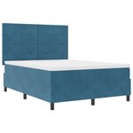 Lit box spring vidaXL avec matelas bleu foncé 140x190 cm en velours