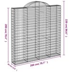 vidaXL Paniers à gabions arqués 2 Pièces 200x30x200/220 cm fer galvanisé