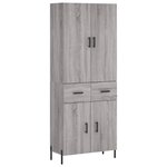vidaXL Buffet haut Sonoma gris 69 5x34x180 cm Bois d'ingénierie