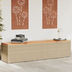 vidaXL Boîte de rangement de jardin beige résine tressée bois d'acacia