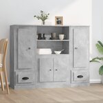 vidaXL Buffets 3 Pièces gris béton bois d'ingénierie