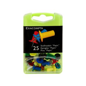 Exacompta - boîte de 25 épingles papic couleurs assorties