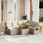 vidaXL Salon de jardin avec coussins 8 Pièces beige résine tressée
