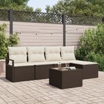 Ensemble de Canapé de Jardin de 5 Pièces avec Coussins Gris Poly Rattan