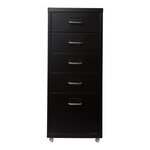 Caisson de bureau meuble de rangement pour documents dossiers fournitures de bureau à roulettes avec 5 tiroirs 69 x 28 x 41 cm noir 03_0006330